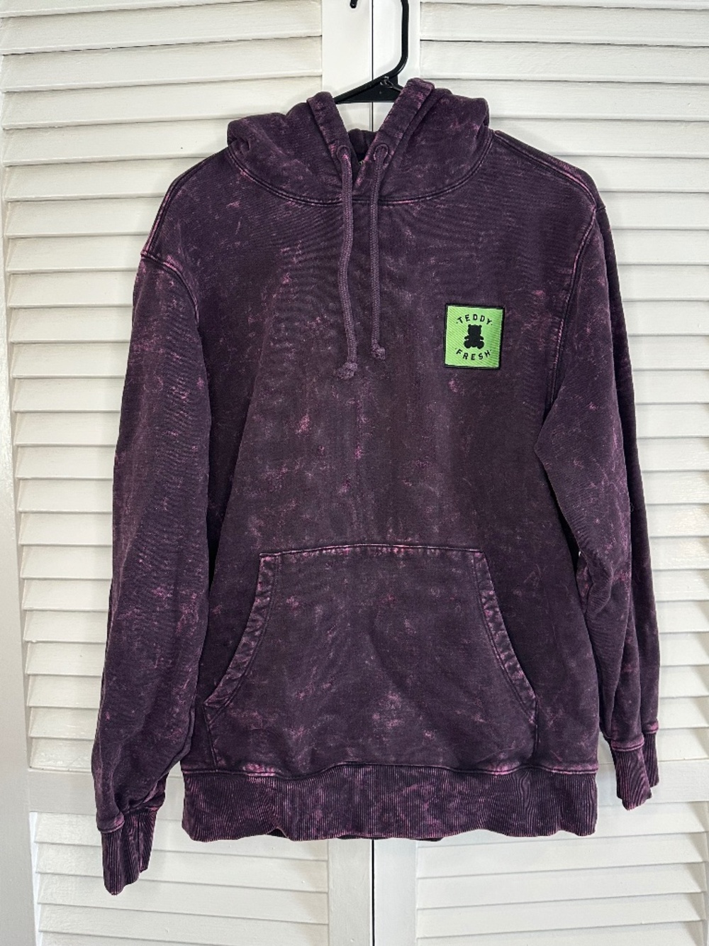 Teddy Fresh Size M Pink & Black Mineral Wash 100% Cotton Hoodie Sweatshirt